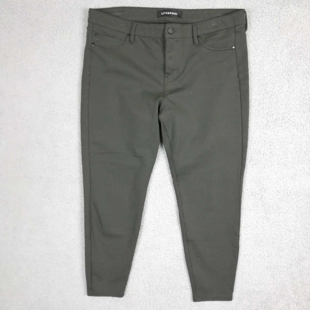 Liverpool‎ Womens Pants Legging Skinny Ankle Peat Green Mid Rise Plus Petite 14P